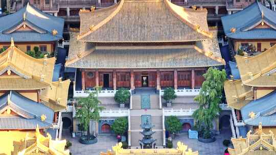 上海静安寺日出超清质感航拍