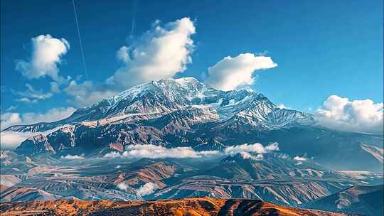 唯美雪山航拍日照金山日出云海早晨清晨风景