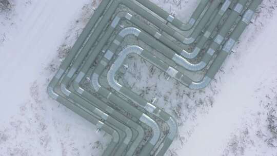 冬天的油气管道航拍视频素材模板下载