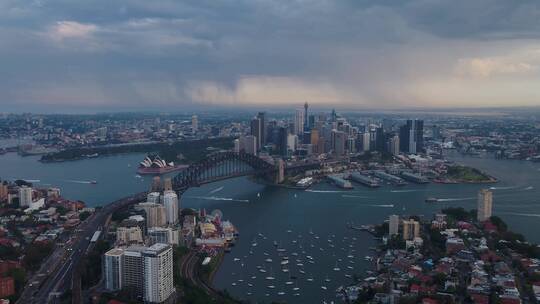 悉尼城市日落航拍