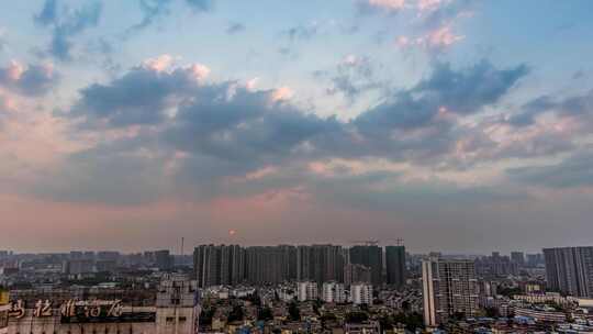 城市建筑都市日出日落朝阳晚霞夕阳黄昏航拍