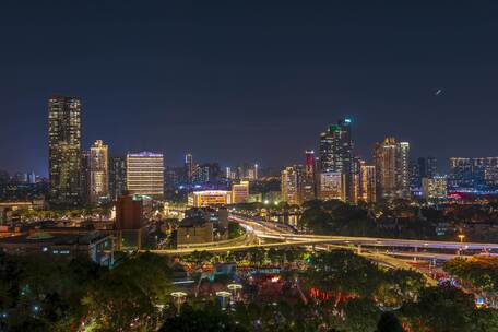 广州珠江人民桥夜景延时摄影素材