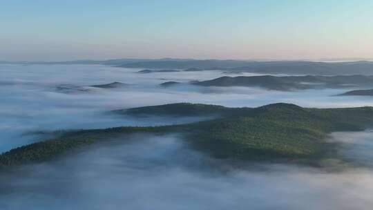 航拍黎明山川云雾朝阳