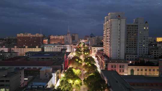 甘肃张掖城市大景夜景灯光交通航拍