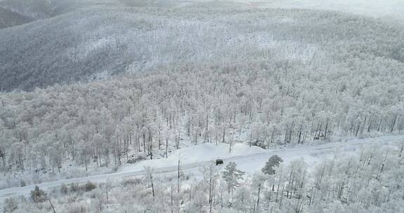 零下40度的低温航拍大兴安岭冰雪雾凇