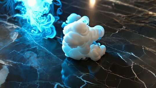 白色云状物体与蓝色烟雾素材