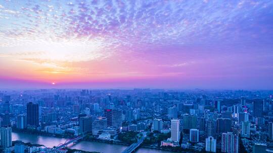 广州天空夕阳晚霞惊艳火烧云唯美风光航拍