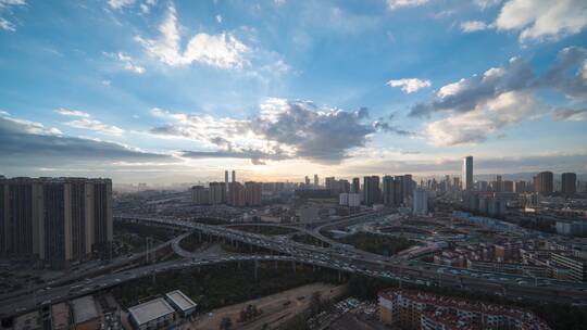 昆明城市风光延时日转夜延时