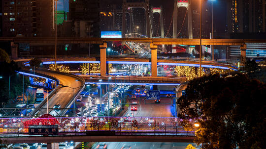 重庆谢家湾立交夜景延时