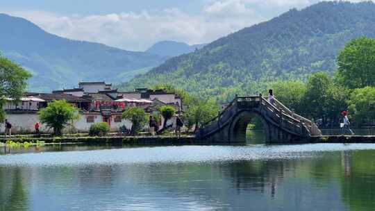 安徽黄山黟县宏村景区中国传统水墨风视频素材模板下载