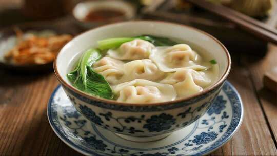 冬至传统美食温暖馄饨治愈场景