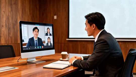 商务人士进行视频会议场景