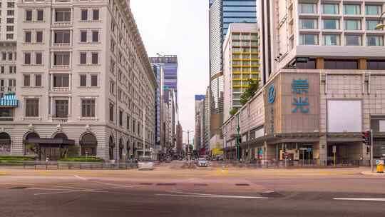 香港街道_弥敦道车流_崇光日景固定延时