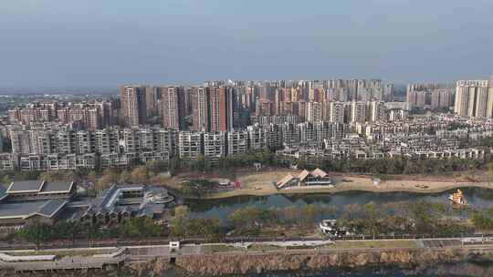 航拍四川广汉金雁街道城北行政区建筑风景