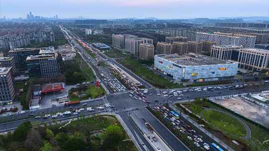 航拍城市道路车流延时视频素材模板下载