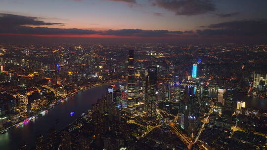 上海陆家嘴夜景航拍