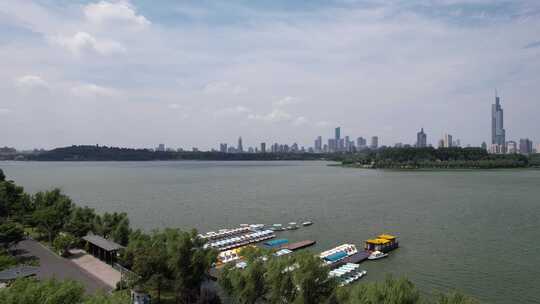 江苏南京城市大景玄武湖航拍