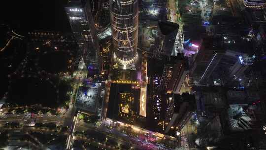 深圳华润大厦夜景俯拍视频素材模板下载
