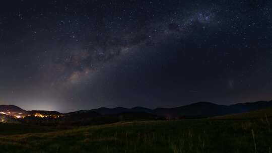 夜空银河延时摄影星轮