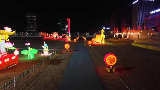 春节 花灯 元宵节 航拍 节日 灯光 城市