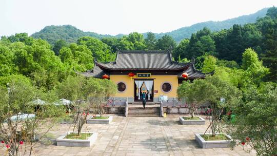 浙江湖州安吉灵峰寺初夏航拍