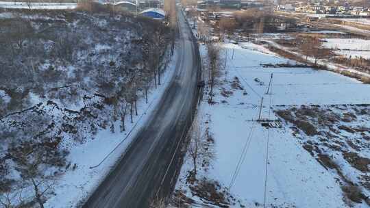 航拍雪景 唯美冬日空镜 立冬 冬至节气