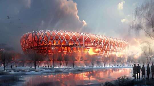 鸟巢体育场冬日景观