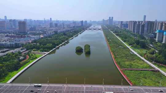 太原汾河段夏天从胜利桥到南内环桥