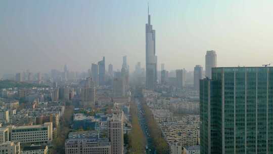 南京市玄武区紫峰大厦城市风景航拍视频素材模板下载