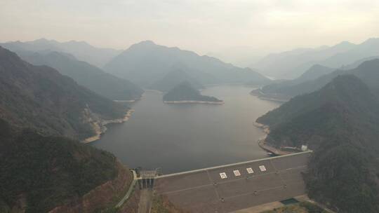 航拍浙江金华九峰山水库