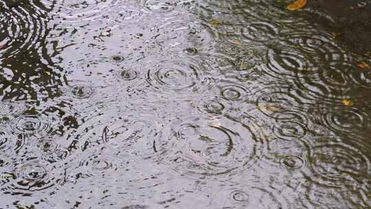 城市马路道路下雨天雨水雨滴街景街道街头风