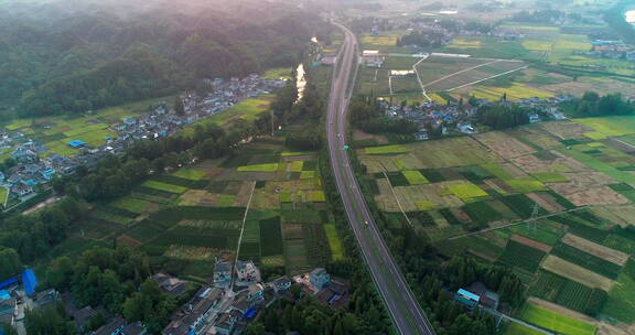 美丽乡村中国新农村的航拍风景
