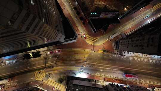 香港湾仔区写字楼夜景航拍