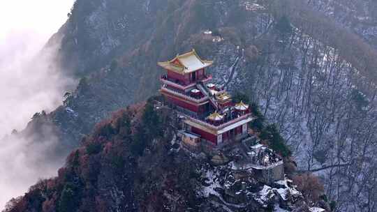 西安南五台景区冬雪雪景视频素材模板下载