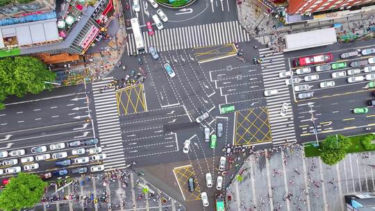 成都市春熙路十字路口车流夜景航拍商业街夜