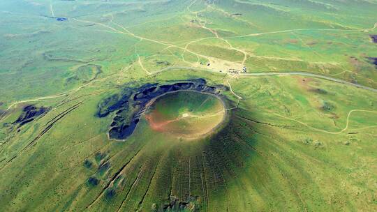 中国内蒙古乌兰察布乌兰哈达火山航拍