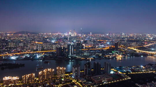 广州海珠天际线夜景延时4k