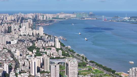 汕头内海湾海滨路老城区航拍