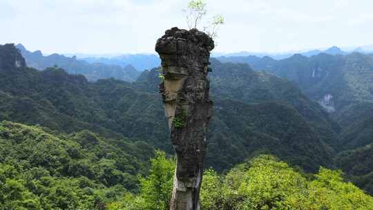 喀斯特岩石一柱擎天自然风光