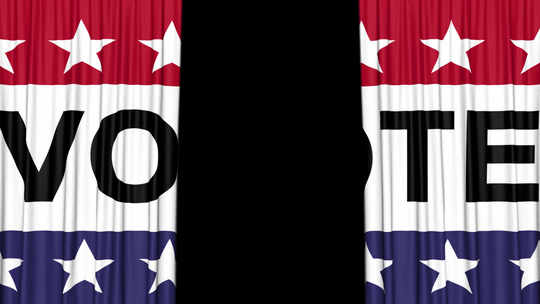 美国窗帘选举投票动画，在阿尔法频道，循环