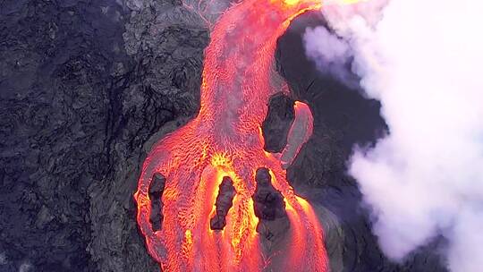 航拍火山爆发的巨大熔岩景观视频素材模板下载
