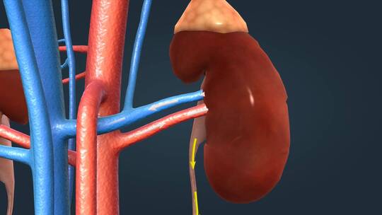 泌尿系统肾脏肾盏尿液形成过程生理学机理视频素材模板下载