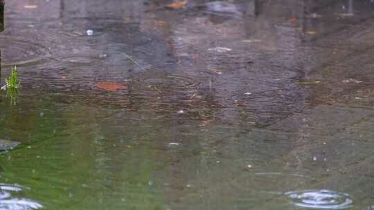 城市马路道路下雨天雨水雨滴街景街道街头风