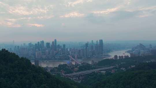 重庆南山鸟瞰大景航拍视频素材模板下载