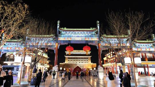 北京前门大街春节夜景