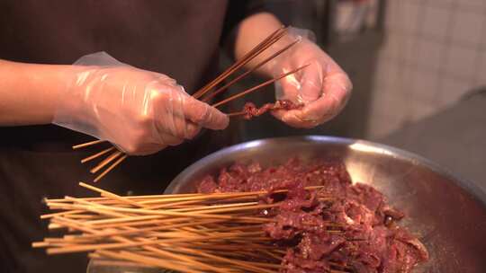 牛肉串签子烧烤牛肉串串火锅竹签牛肉