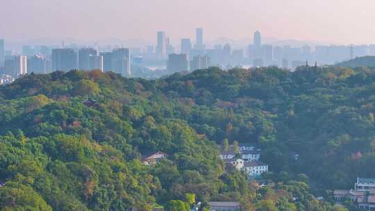 杭州城隍阁景区航拍上城区风景风光素材