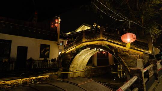 苏州七里山塘街夜景视频素材模板下载