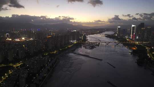 福州闽江两岸烟台山中洲岛江心公园CBD夜景