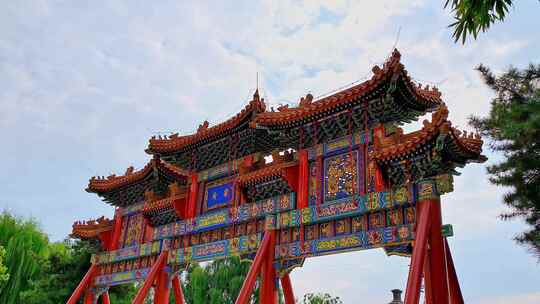 北京中国风牌楼全景 4K视频素材模板下载